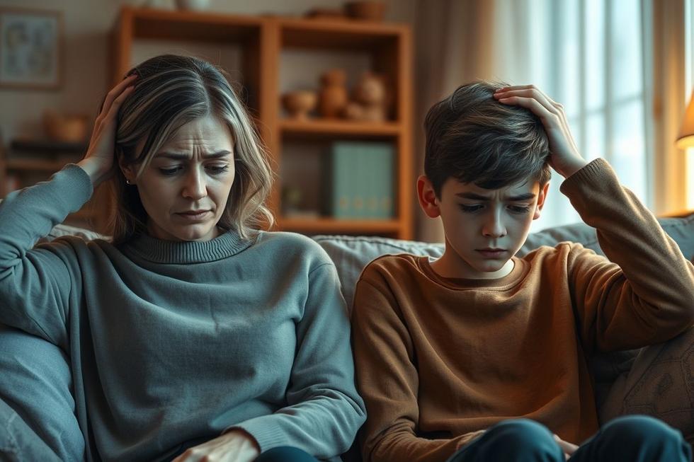 Adultos e adolescentes enfrentando dores de cabeça frequentes buscando informação e alívio.