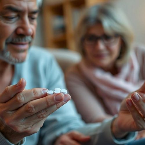 Adultos e familiares unidos na compreensão e no cuidado com o uso de Alprazolam para ansiedade e depressão.