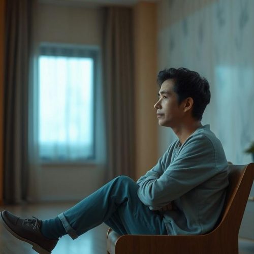 Pessoa em momento de reflexão e calma, representando a compreensão e gestão da ansiedade.