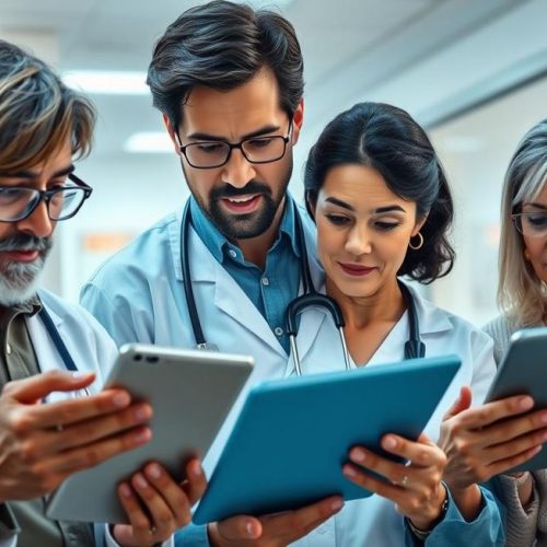 Pessoas buscando informações sobre a Síndrome de Fournier e cuidados de saúde.