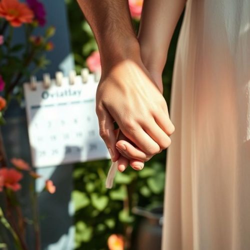 Casal vivendo um momento de esperança e planejamento na fase de reprodução feminina.