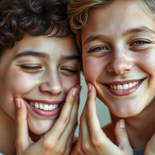 Adolescentes e adultos confiantes com pele saudável após tratamento da dermatite perioral.