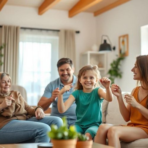 Família saudável e ativa refletindo os benefícios de cuidar do HCM e da saúde do sangue.