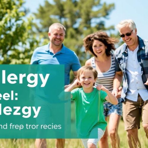 Família desfrutando atividades ao ar livre com saúde e sem sintomas alérgicos.