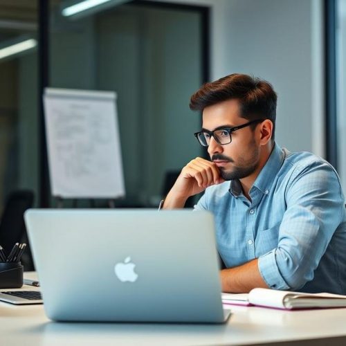 Adulto dedicado melhorando concentração e foco em ambiente organizado e tranquilo.
