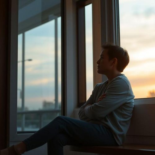 Pessoa em momento de reflexão e esperança para o controle da crise de ansiedade.