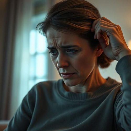 Adulto sentindo dor persistente no lado direito da cabeça, representando o tema do artigo.