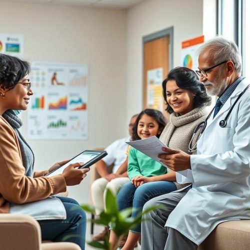 Consulta médica ilustrando a importância de entender e tratar VCM baixo em diferentes idades.