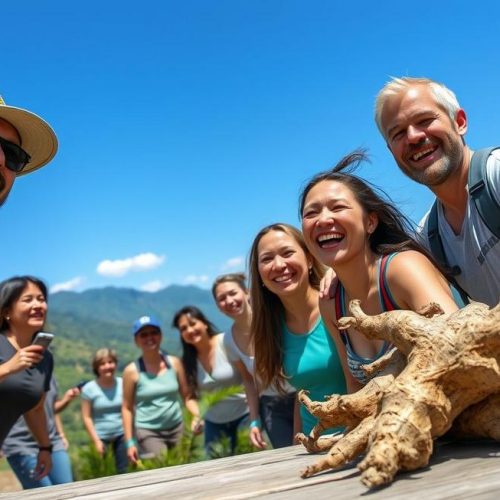 Grupo de adultos cheios de energia e saúde natural graças à maca peruana.